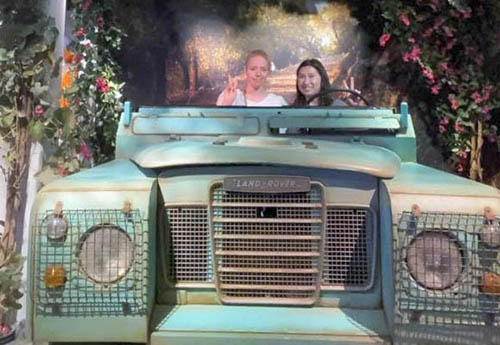 two people in a jeep