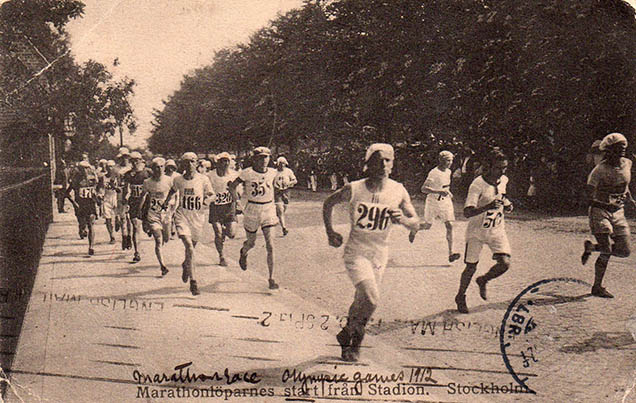 Maratonloppet olympiaden 1912 som vykort